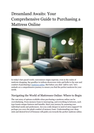 Dreamland Awaits_ Your Comprehensive Guide to Purchasing a Mattress Online