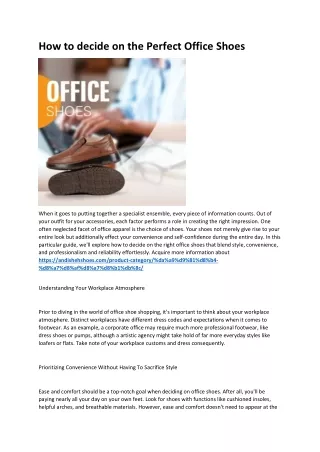 how to decide on the perfect office shoes