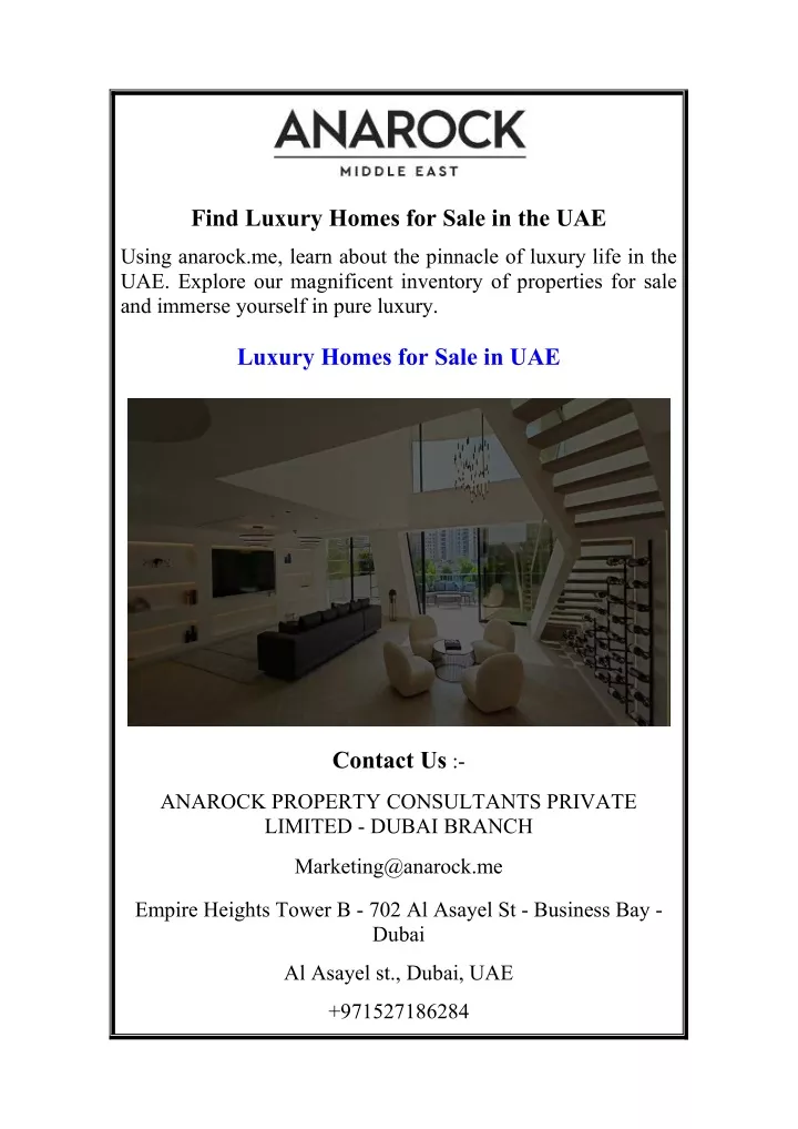 find luxury homes for sale in the uae