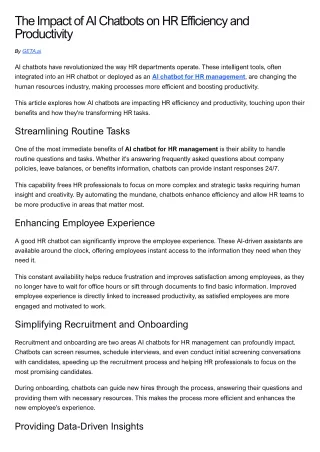 Impact of AI Chatbots on HR Efficiency and Productivity