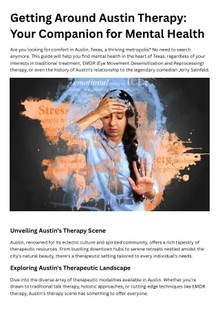 Getting Around Austin Therapy Your Companion for Mental Health