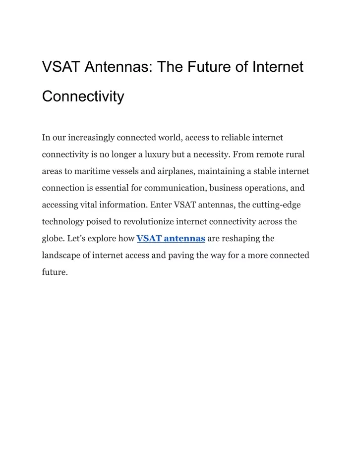 vsat antennas the future of internet