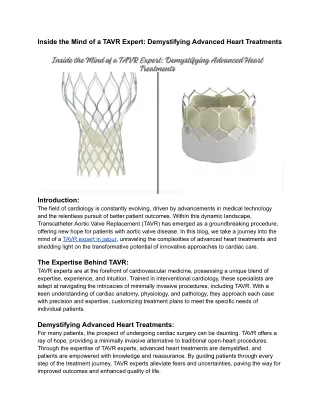 Inside the Mind of a TAVR Expert_ Demystifying Advanced Heart Treatments