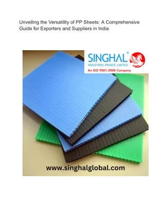 Unveiling the Versatility of PP Sheets_ A Comprehensive Guide for Exporters and Suppliers in India