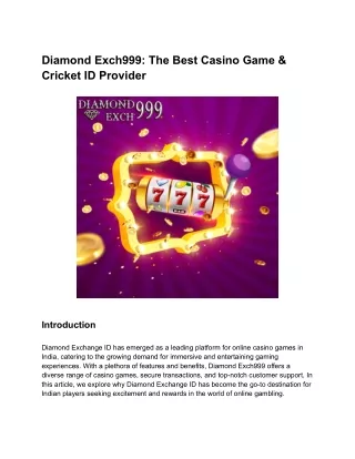 Diamond Exch999_ The Best Casino Game & Cricket ID Provider