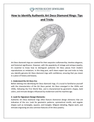 How to Identify Authentic Art Deco Diamond Rings Tips and Tricks