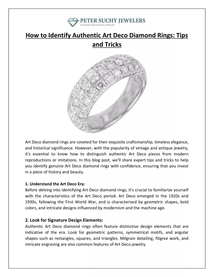 how to identify authentic art deco diamond rings