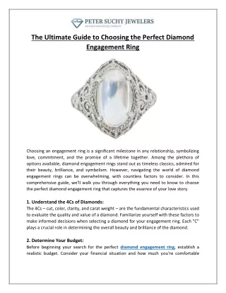 The Ultimate Guide to Choosing the Perfect Diamond Engagement Ring
