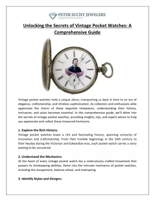 Unlocking the Secrets of Vintage Pocket Watches A Comprehensive Guide