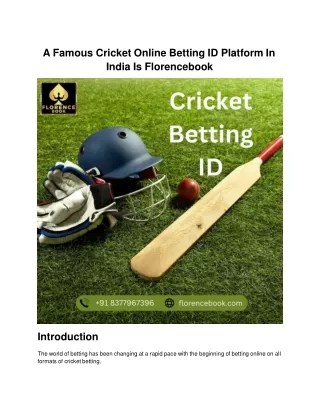 A Famous Cricket Online Betting ID Platform In India Is Florencebook