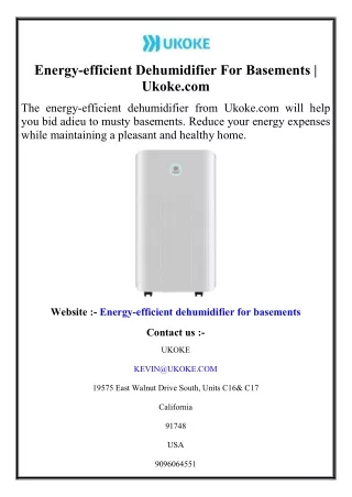 energy efficient dehumidifier for basements ukoke