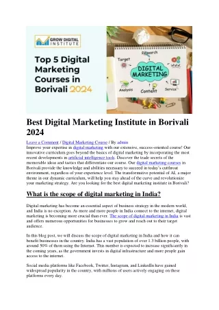 Top 5 Digital Marketing Institute In Borivali