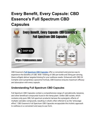 Every Benefit, Every Capsule_ CBD Essence's Full Spectrum CBD Capsules