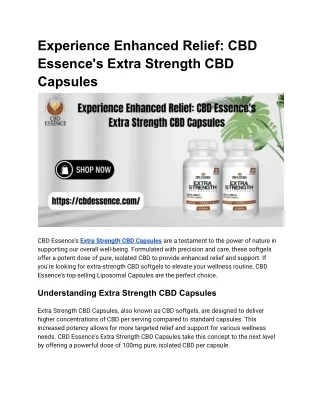 Experience Enhanced Relief_ CBD Essence's Extra Strength CBD Capsules