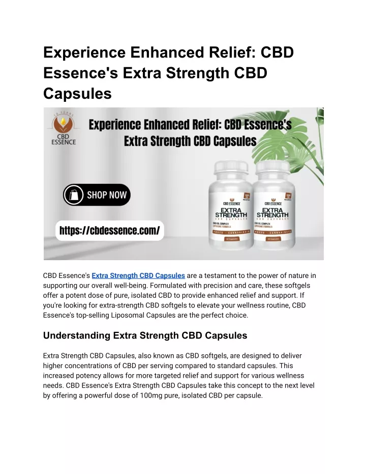 experience enhanced relief cbd essence s extra