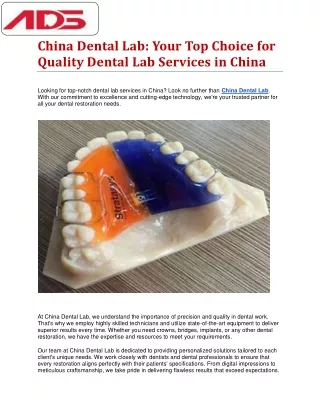 China Dental Lab-Your Top Choice for Quality