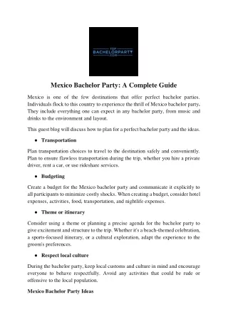 Mexico Bachelor Party A Complete Guide