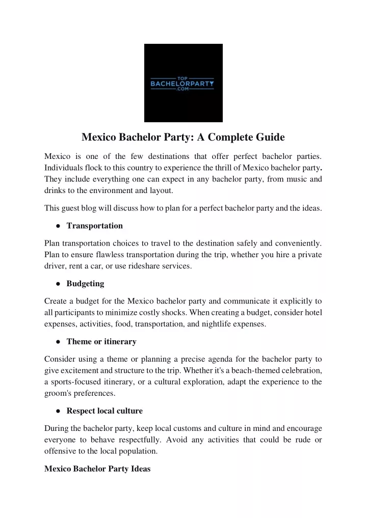 mexico bachelor party a complete guide