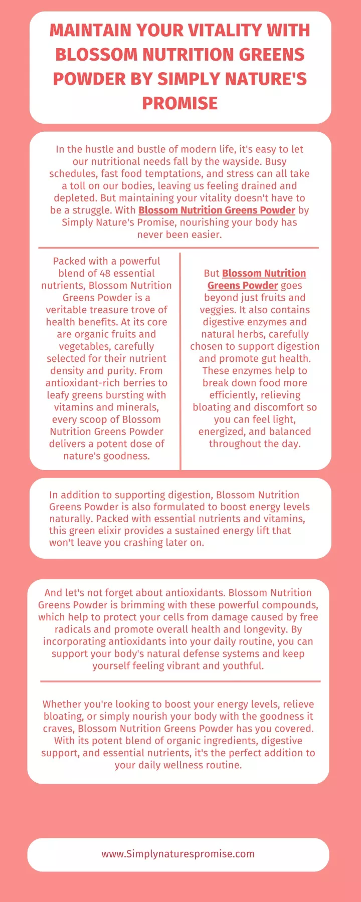 maintain your vitality with blossom nutrition
