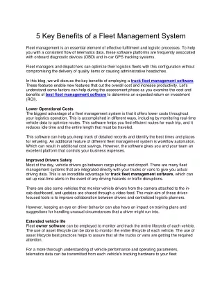 5 Key Benefits of a Fleet Management System