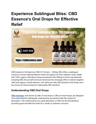 Experience Sublingual Bliss_ CBD Essence's Oral Drops for Effective Relief