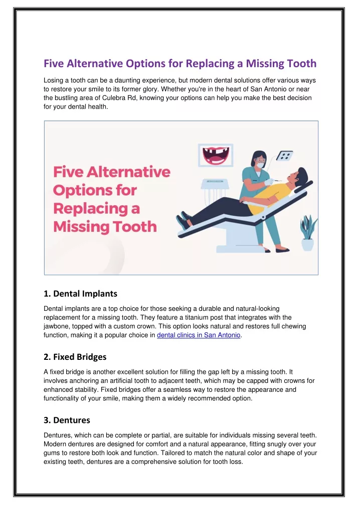 five alternative options for replacing a missing