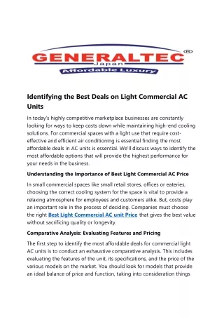 Identifying the Best Deals on Light Commercial AC Units