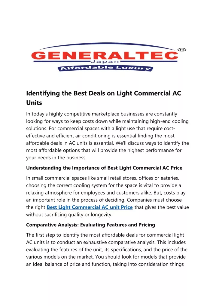 identifying the best deals on light commercial