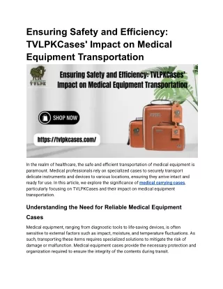 Ensuring Safety and Efficiency_ TVLPKCases' Impact on Medical Equipment Transportation
