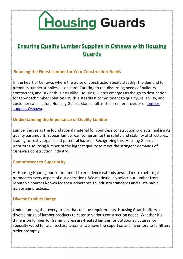 sourcing the finest lumber for your construction