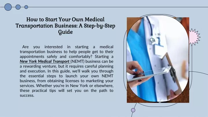 how to start your own medical transportation business a step by step guide