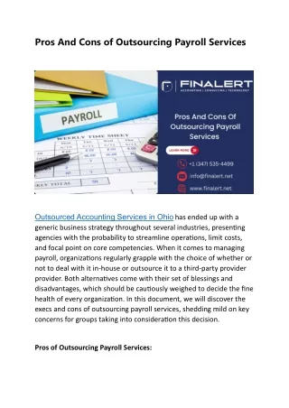 Pros And Cons of Outsourcing Payroll Services