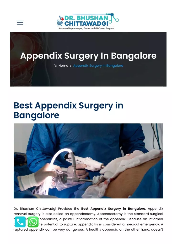 appendix surgery in bangalore