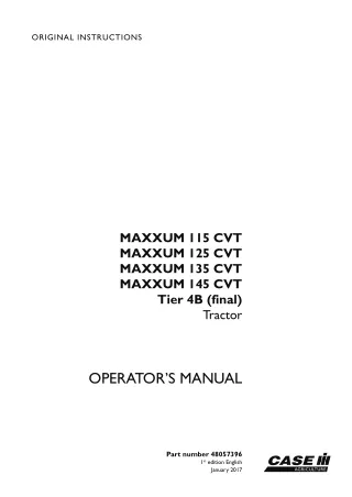 Case IH MAXXUM 115CVT MAXXUM 125CVT MAXXUM 135CVT MAXXUM 145CVT Tier4B (final) Tractor Operator’s Manual Instant Downloa