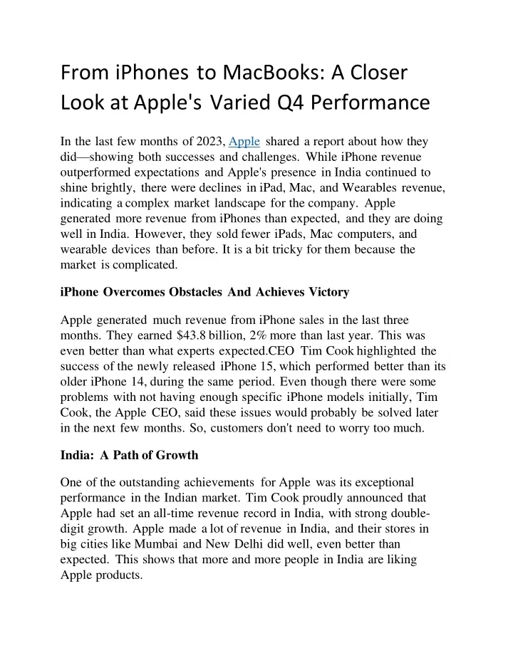 from iphones to macbooks a closer look at apple s varied q4 performance