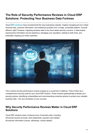 The Role of Security Performance Reviews in Cloud ERP Solutions Protecting Your Business Data Fortress