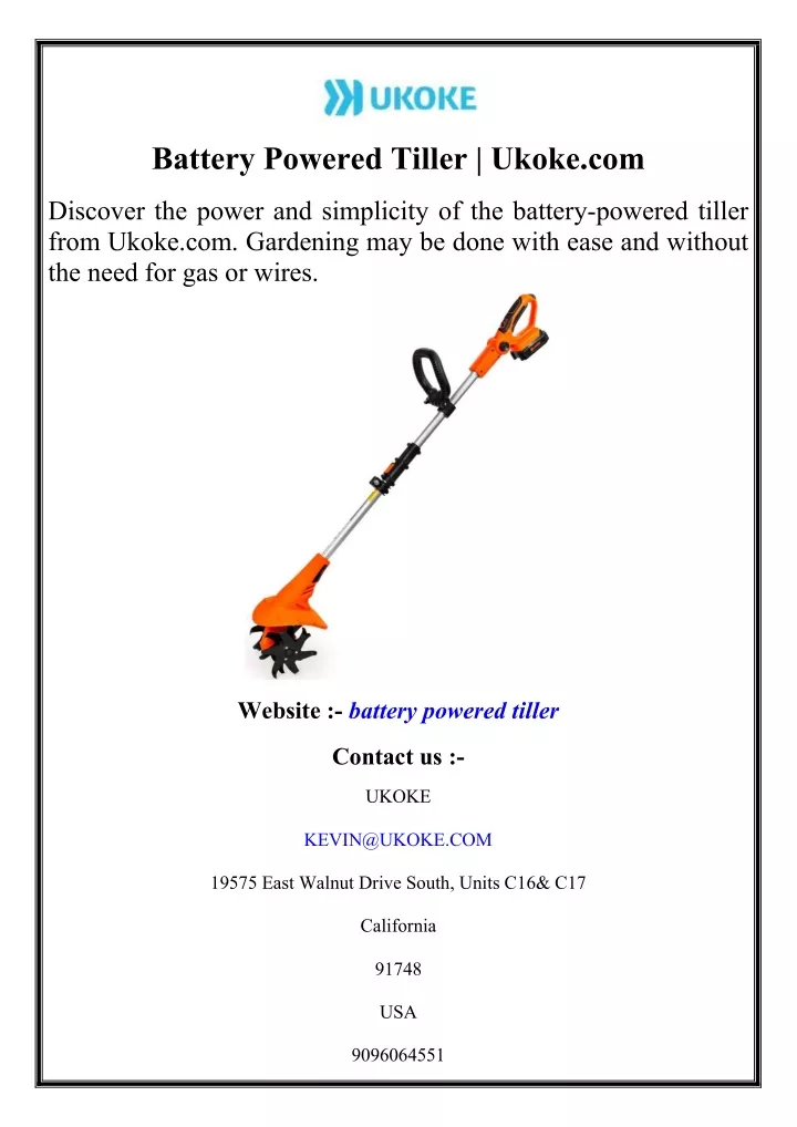 battery powered tiller ukoke com