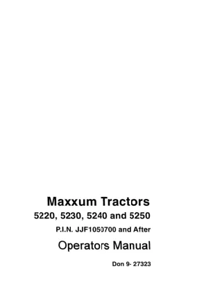 Case IH Maxxum 5220 5230 5240 and 5250 Tractors (Pin.JJF1050700 and After) Operator’s Manual Instant Download (Publicati