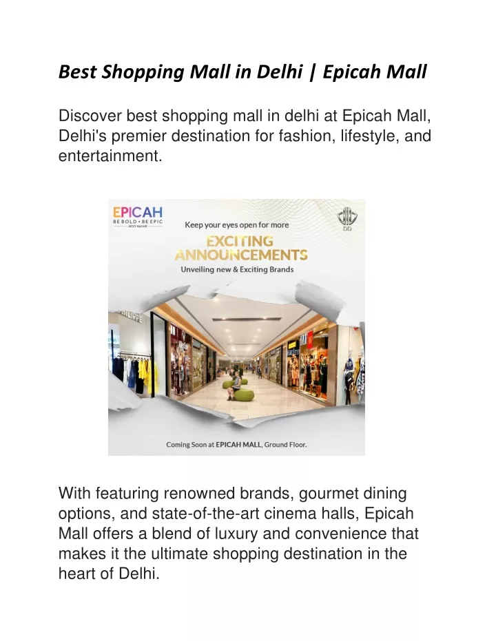 best shopping mall in delhi epicah mall discover