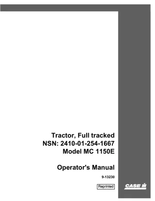 Case IH MC1150E Tractor (NSN 2410-01-254-1667) Operator’s Manual Instant Download (Publication No.9-13230)