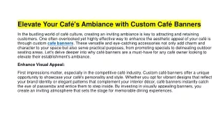 Elevate Your Café's Ambiance with Custom Café Banners