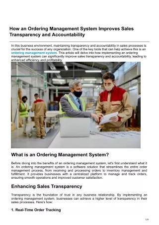 How an Ordering Management System Improves Sales Transparency and Accountability
