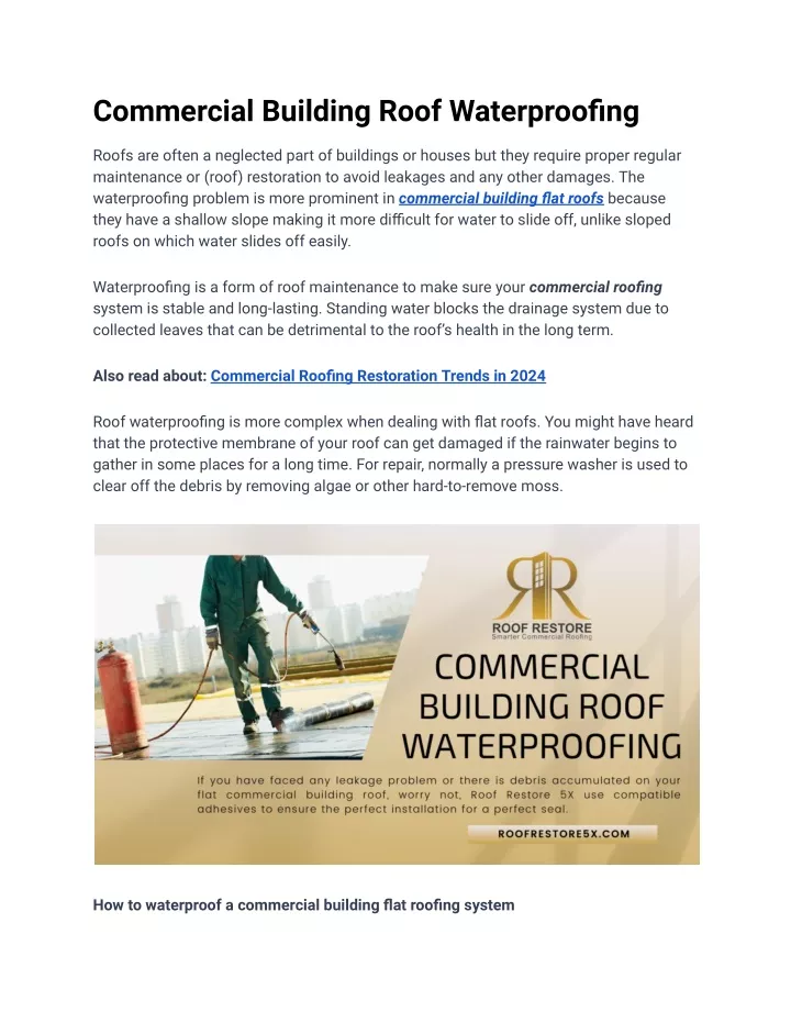 commercial building roof waterproofing