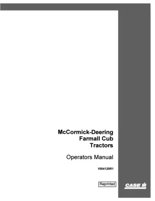 Case IH McCormick Deering Farmall Cub Tractor Operators Manual (Publication No.1004120R1)
