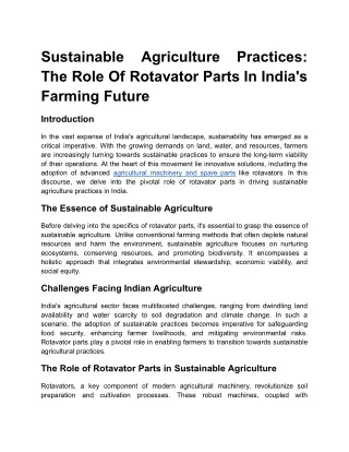 Sustainable Agriculture Practices_ The Role Of Rotavator Parts In India's Farming Future