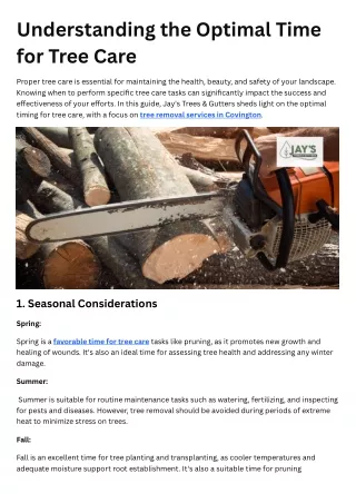 Understanding the Optimal Time for Tree Care