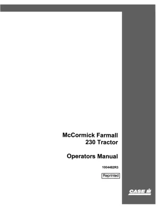 Case IH McCormick Farmall 230 Tractor Operator’s Manual Instant Download (Publication No.1004482R3)