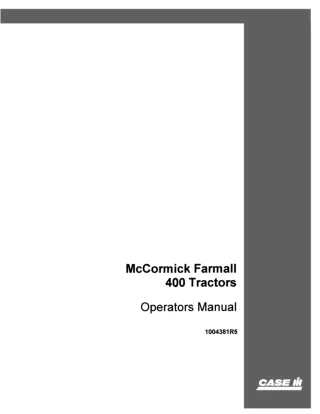 Case IH McCormick Farmall 400 Tractor Operators Manual (Publication No.1004381R5)