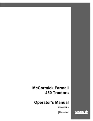 Case IH McCormick Farmall 450 Tractors Operator’s Manual Instant Download (Publication No.1004475R2)