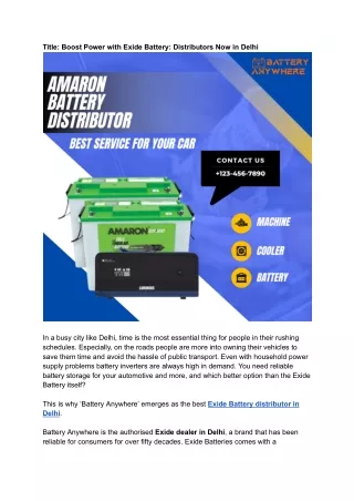 Blog_ Boost Power with Exide Battery_ Distributors Now in Delhi
